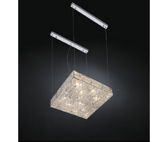 Люстра, модель «LAMPADA A SOSPENSIONE LED SQUARE ARABESQUE ORIZZONTALE ACCIAIO/VETRO INTAGLIATO»