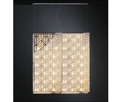 Люстра, модель «LAMPADA A SOSPENSIONE LED SQUARE ARABESQUE VERTICALE ACCIAIO/VETRO INTAGLIATO CE»
