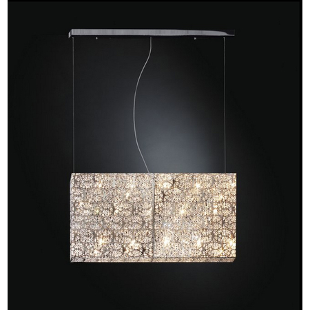 Люстра, модель «LAMPADA A SOSPENSIONE LED RECTANGULAR ARABESQUE VERTICALE ACCIAIO/VETRO INTAGL»