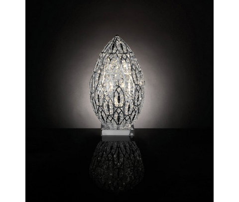 Лампа, модель «LAMPADA DA TAVOLO EGG MEDIUM ARABESQUE ACCIAIO/VETRO INTAGLIATO CE »