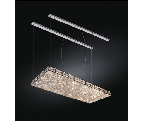 Люстра, модель «LAMPADA A SOSPENSIONE LED RECTANGULAR ARABESQUE ORIZZONTALE ACCIAIO/VETRO INTAG»