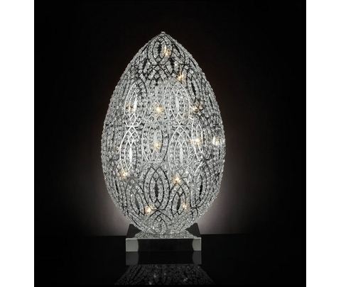 Лампа, модель «LAMPADA DA TAVOLO LED EGG ARABESQUE ACCIAIO /VETRO ITAGLIATO CE »