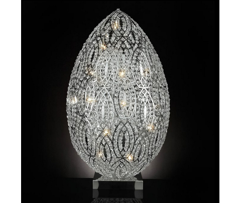 Лампа, модель «LAMPADA DA TAVOLO EGG ARABESQUE ACCIAIO /VETRO ITAGLIATO CE »