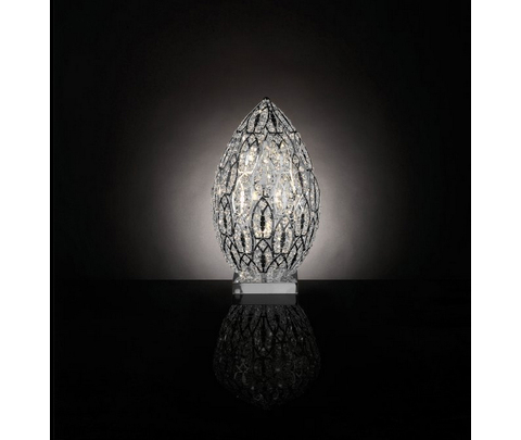 Лампа, модель «LAMPADA DA TAVOLO LED EGG ARABESQUE ACCIAIO /VETRO ITAGLIATO CE»